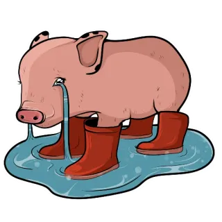 😭 225e6be9 pig, boots, sad, crying, animal, cute, cartoon telegram sticker