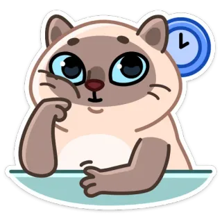 🐱 29064cf8 kot, kot syjamski, czekanie, myślenie, słodki, naklejka whatsapp sticker