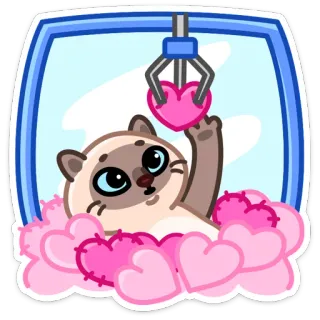 🐱 37c7f29e kot, serce, automat z chwytakiem, miłość, słodki, kreskówka, zwierzę whatsapp sticker
