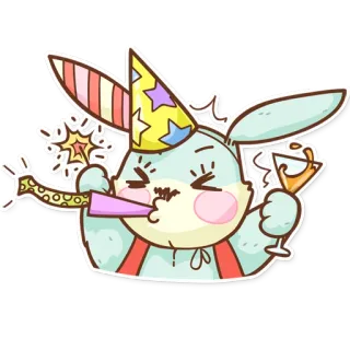 😝 22f3b19d กระต่าย, ฉลอง, ปาร์ตี้, การ์ตูน, กระต่าย, ดอกไม้ไฟ, แอลกอฮอล์ telegram sticker