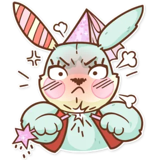 😡 759577a8 โกรธ, กระต่าย, พ่อมด, น่ารัก, การ์ตูน telegram sticker