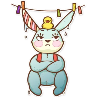 😒 d68efcae กระต่าย, เป็ด, การ์ตูน, สติกเกอร์, สัตว์, น่ารัก telegram sticker