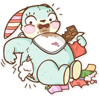 🍫 f9566f51 กระต่าย, ช็อกโกแลต, น่ารัก, การ์ตูน, หวาน, ของหวาน telegram sticker