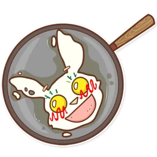 🍳 f9b39ea8 ไข่, อาหารเช้า, กระต่าย, กระทะ, อาหาร, น่ารัก, การ์ตูน telegram sticker