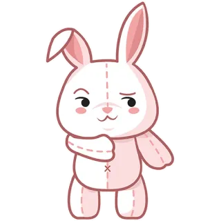 😏 67969bfc bunny, rabbit, cute, animal, cartoon, pink, soft toy whatsapp sticker