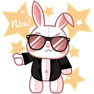 😎 7c187dc5 Nice! rabbit, cute, stylish, sunglasses, cartoon, bunny, sticker whatsapp sticker
