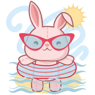 🏊 8a943578 bunny, rabbit, summer, swim, sunglasses, beach, cartoon, cute whatsapp sticker