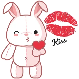 😘 9c18dca6 Kiss kiss, bunny, heart, love, cartoon, cute, romantic whatsapp sticker