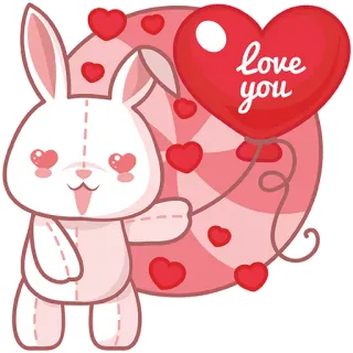 😍 c27988ca love you bunny, lollipop, heart, love, valentine, cute, cartoon whatsapp sticker
