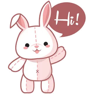 👋 d28f24d7 Hi! bunny, hello, greeting, cute, animal, rabbit, toy whatsapp sticker