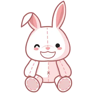😁 d99a36ba bunny, rabbit, cartoon, cute, pink, animal, toy whatsapp sticker