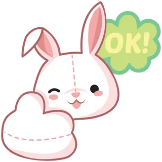 👍 f588f567 OK! rabbit, bunny, okay, cute, animal, thumbs up whatsapp sticker