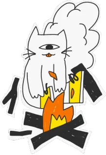 🔥 570cb2fd mèo, lửa trại, người khổng lồ một mắt, quái vật, phim hoạt hình, nhãn dán telegram sticker