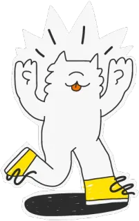 👐 7619131f mèo, động vật, nhãn dán, hoạt hình, vàng, trắng telegram sticker