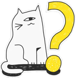 😟 8e27b2a2 mèo, dấu chấm hỏi, động vật, nhãn dán, dễ thương, hình vẽ nguệch ngoạc telegram sticker