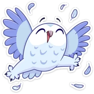 ☺️ 55505663 Eule, Vogel, fliegend, fröhlich, Cartoon, süß, Federn telegram sticker