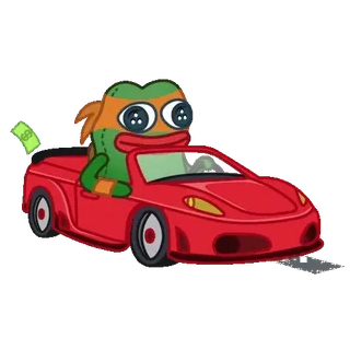 🔥 0924e330 Pepe pepe, rana, coche, conduciendo, dinero, rico telegram sticker