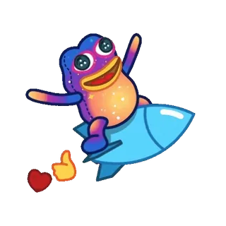 🔥 4c689829 rana, cohete, pulgar arriba, corazón, peluche, lindo, espacio telegram sticker