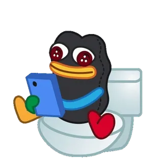 🔥 88fa33e3 dibujos animados, váter, corazón, teléfono móvil, personaje, gracioso, sentado telegram sticker