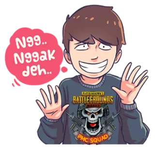 😆 3e0e5a51 PUBG N99.. Nggak Jeh.. PUBG, ゲーマー, PMC部隊, ビデオゲーム, 頭蓋骨, 銃 whatsapp sticker