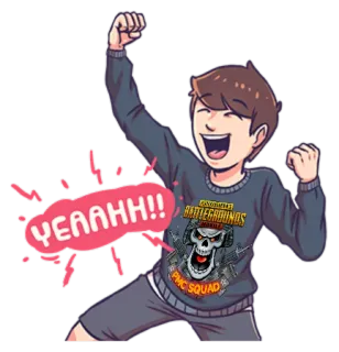 🤩 be06b7b0 YEAAHH!! 漫画, 戦場, 暴力, 武器, 兵士, 頭蓋骨, やったー, お祝い whatsapp sticker