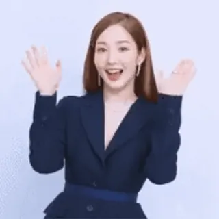 👋 ce956bf5 femme, saluant, joyeuse, tenue de travail, coréenne telegram sticker