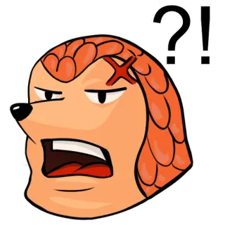 😠 cf7dad49 ?! pangolin, cartoon, question, exclamation, expression, confused telegram sticker
