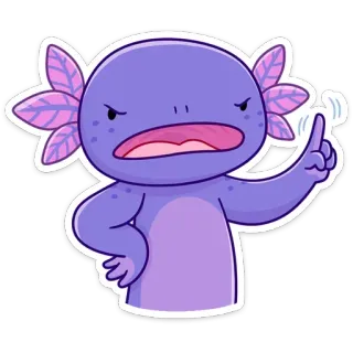 ☝️ 17785e74 axolotl, énervé, dessin animé, autocollant, doigt, offensant telegram sticker