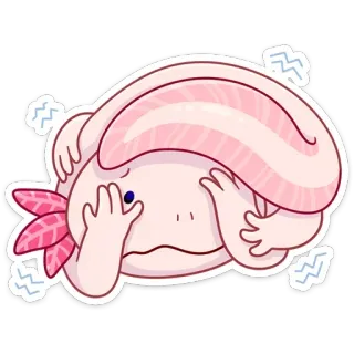 🙈 294a0b0d axolotl, mignon, triste, pleurs, rose, autocollant telegram sticker