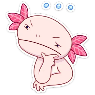 🤔 bfa744f8 axolotl, pensif, mignon, dessin animé, autocollant, animal telegram sticker