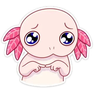 ☹️ d0a16e98 axolotl, mignon, kawaii, autocollant, dessin animé, animal telegram sticker