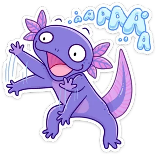 😲 d2376e86 AAAAAA axolotl, mignon, dessin animé, autocollant, animal telegram sticker