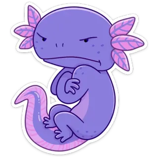 😠 d6845226 Axolotl, Sticker, Mignon, Dessin animé, Violet, Animal telegram sticker