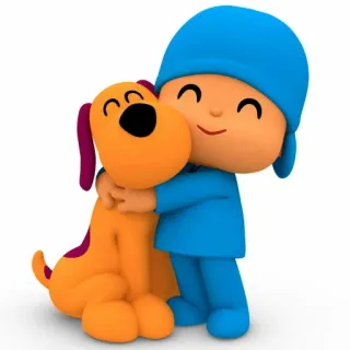 ❤️ d29a7f18 Pocoyo pocoyo, cartoni animati, cane, abbraccio, amicizia telegram sticker