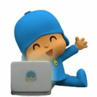 🕳 3d429a4e Pocoyo dibujos animados, personaje, animación, portátil, sentado telegram sticker