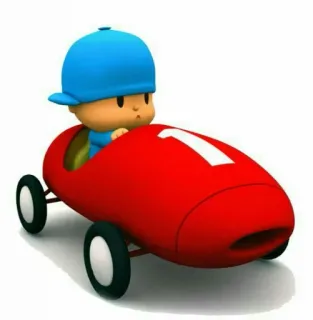 🕳 68ace41a Pocoyo dibujos animados, Pocoyó, niños, coche de carreras, coche rojo telegram sticker