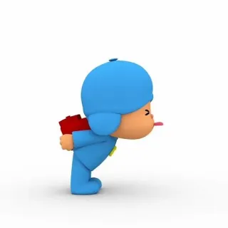 ☀️ 4617bfe8 Pocoyo 卡通, 角色, 蓝色, 舌头, 儿童 telegram sticker