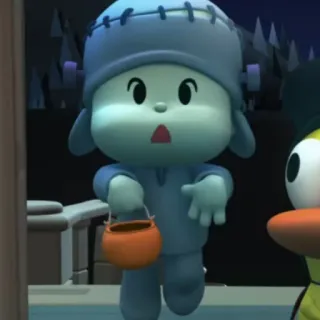 🎃 6b656bd4 Pocoyo Kreskówka, Halloween, Kostium, Potwór, Pocoyo telegram sticker