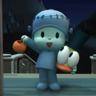 🎃 ebb37a50 Pocoyo, Halloween, Frankenstein, Potwór, Kreskówka telegram sticker