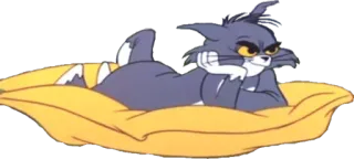 😼 497f6887 Tom Cat hoạt hình, mèo, động, nằm, hài hước telegram sticker