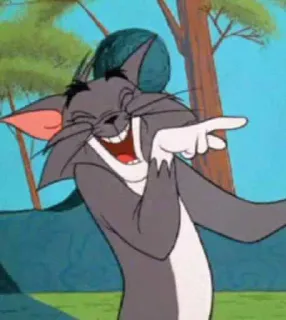 😂 886e29fc Tom Cat Tom and Jerry Hoạt hình, Mèo, Cười, Chỉ, Meme, Hài hước telegram sticker