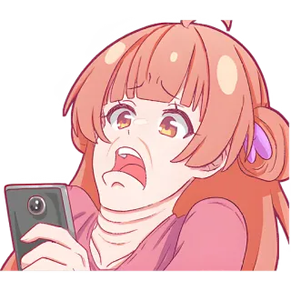 😱 1054a57b anime, cô gái, sốc, điện thoại di động, biểu cảm, sợ hãi, ghê tởm telegram sticker
