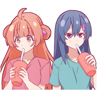 ☕ 5454b2f8 Anime, Con gái, Uống rượu, Dễ thương, Bạn bè, Phim hoạt hình telegram sticker