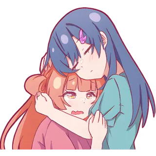 🤗 5c7575c9 Anime, Khóc, An ủi, Buồn, Con gái, Ôm telegram sticker