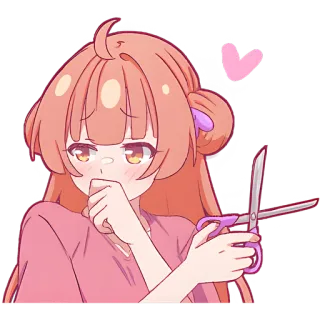 ✂ ac3e26e9 Anime, Cô gái, Kéo, Dễ thương, Phim hoạt hình telegram sticker