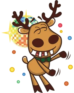 💃 1276c1bb トナカイ, 漫画, ダンス, ディスコ, クリスマス, パーティー, 枝角, かわいい telegram sticker