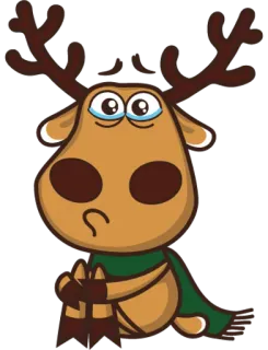 😥 2897391b トナカイ, クリスマス, 悲しい, 漫画, 動物, かわいい, 冬, マフラー telegram sticker
