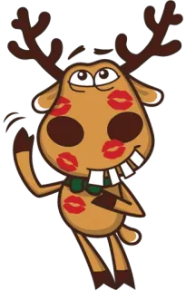 💋 71995cf8 トナカイ, キスマーク, 漫画, 動物, クリスマス, 休日 telegram sticker