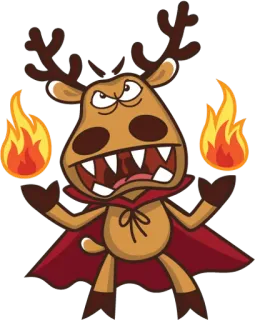 😡 755cb5ee 漫画, ヘラジカ, 悪魔, マント, 火, モンスター telegram sticker