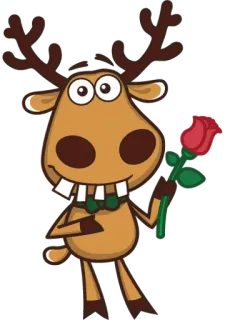 🌹 a1001011 漫画, ヘラジカ, 鹿, 動物, 花, バラ, かわいい, 面白い telegram sticker